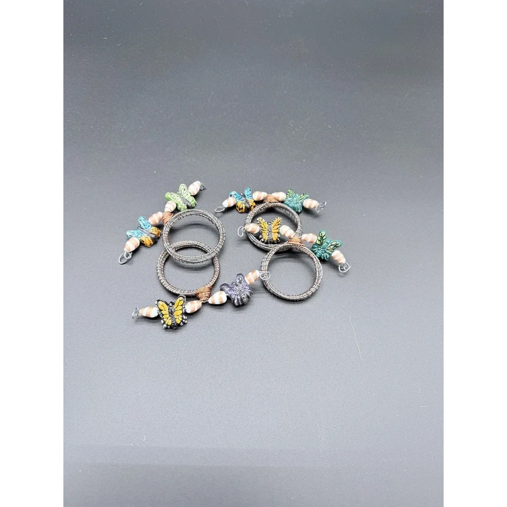 Set of 4 Handcrafted Butterfly Wire Wrapped Napkin Rings Garden Party Decor